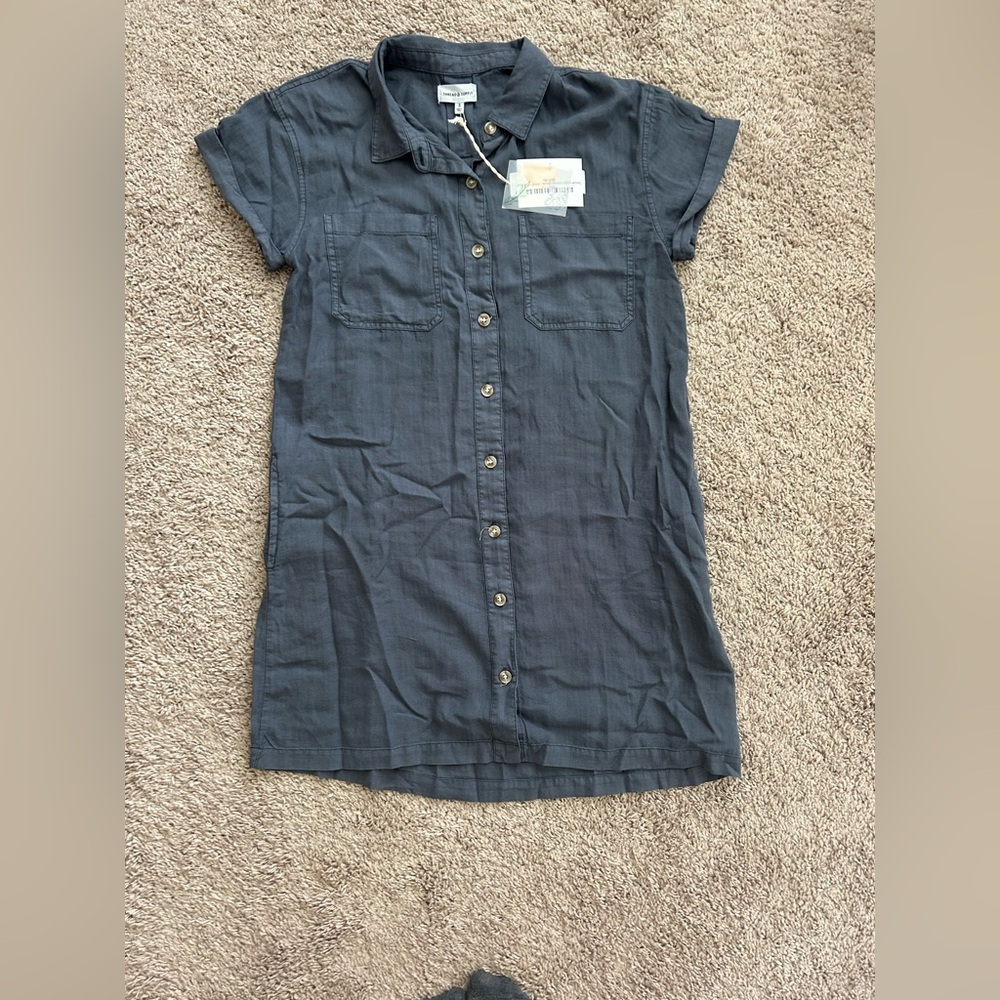 Thread & Supply Charcoal Tencel Linen Dress